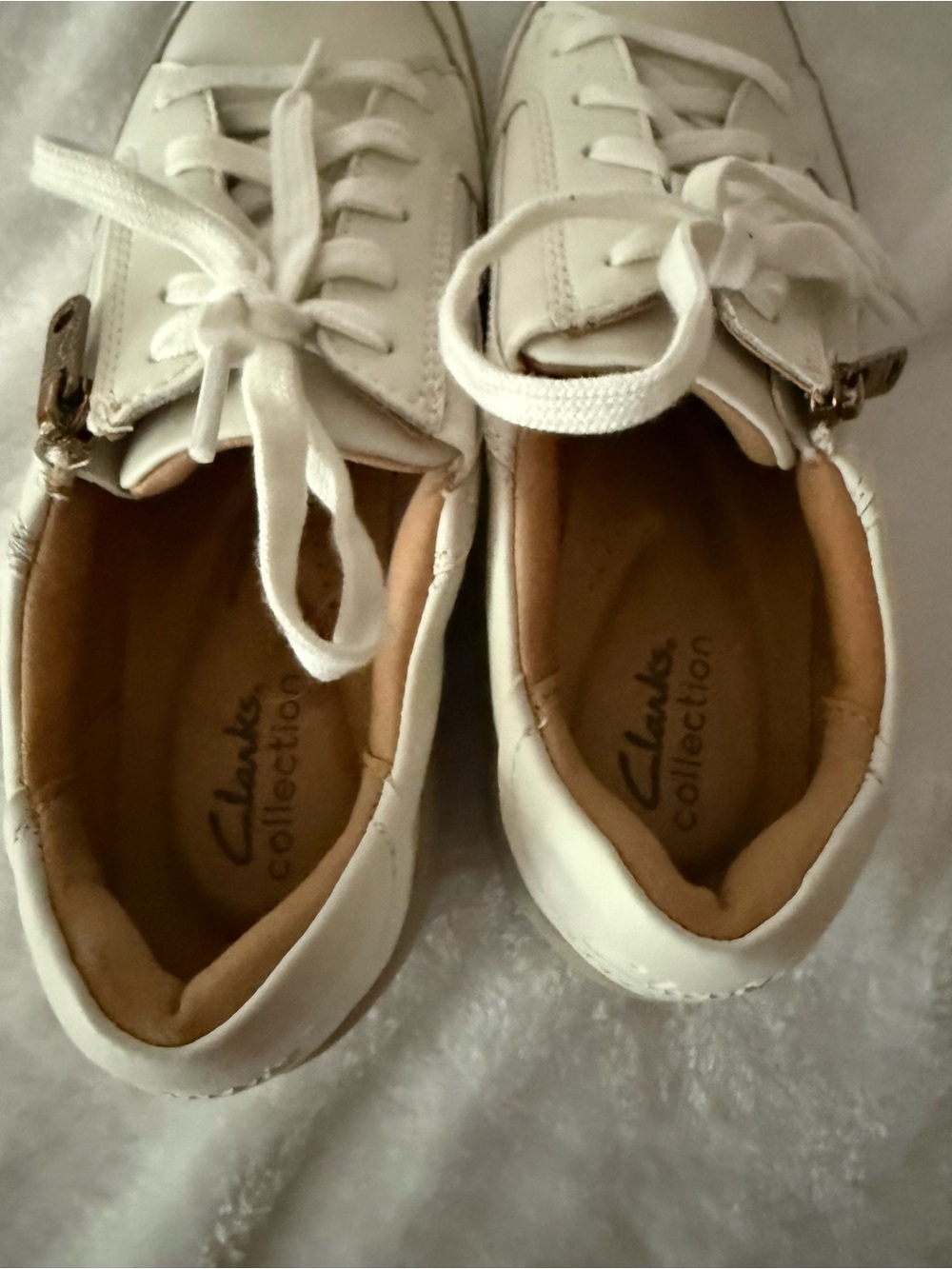Clark’s Collection White Leather Nalle Lace Sports Inspired Sneakers 7.5 Lk New - Picture 9 of 11